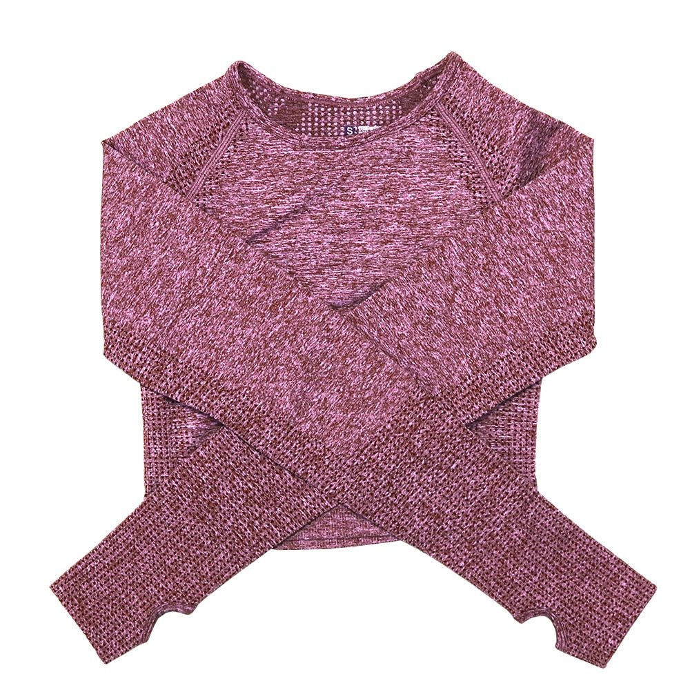 Seamless Yoga Top Long Sleeve Workout Tops for Women Fitness Vital Gym Crop Top Athletic Gym Shirt Women Sportswear Short Active - Yallafit 0