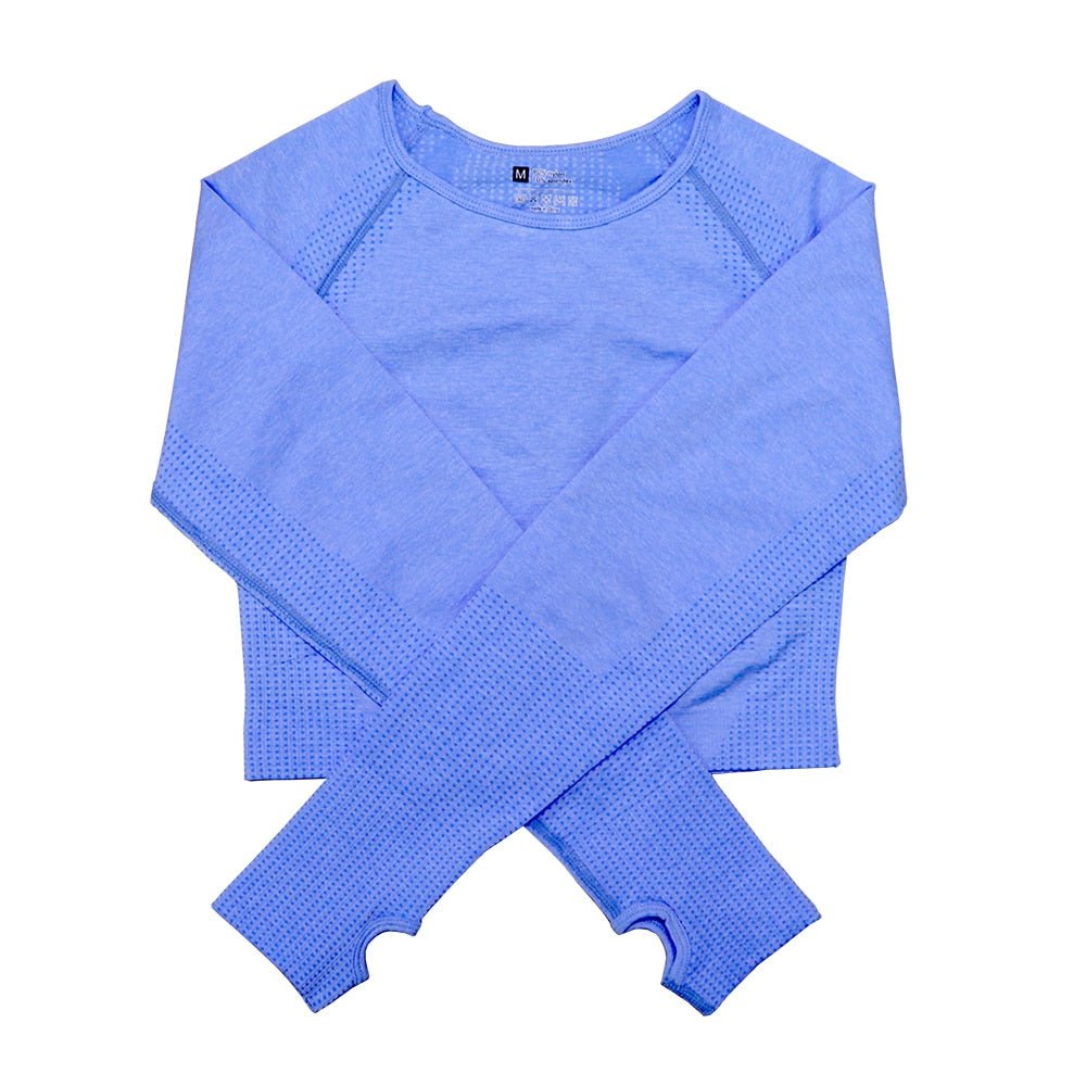 Seamless Yoga Top Long Sleeve Workout Tops for Women Fitness Vital Gym Crop Top Athletic Gym Shirt Women Sportswear Short Active - Yallafit 0