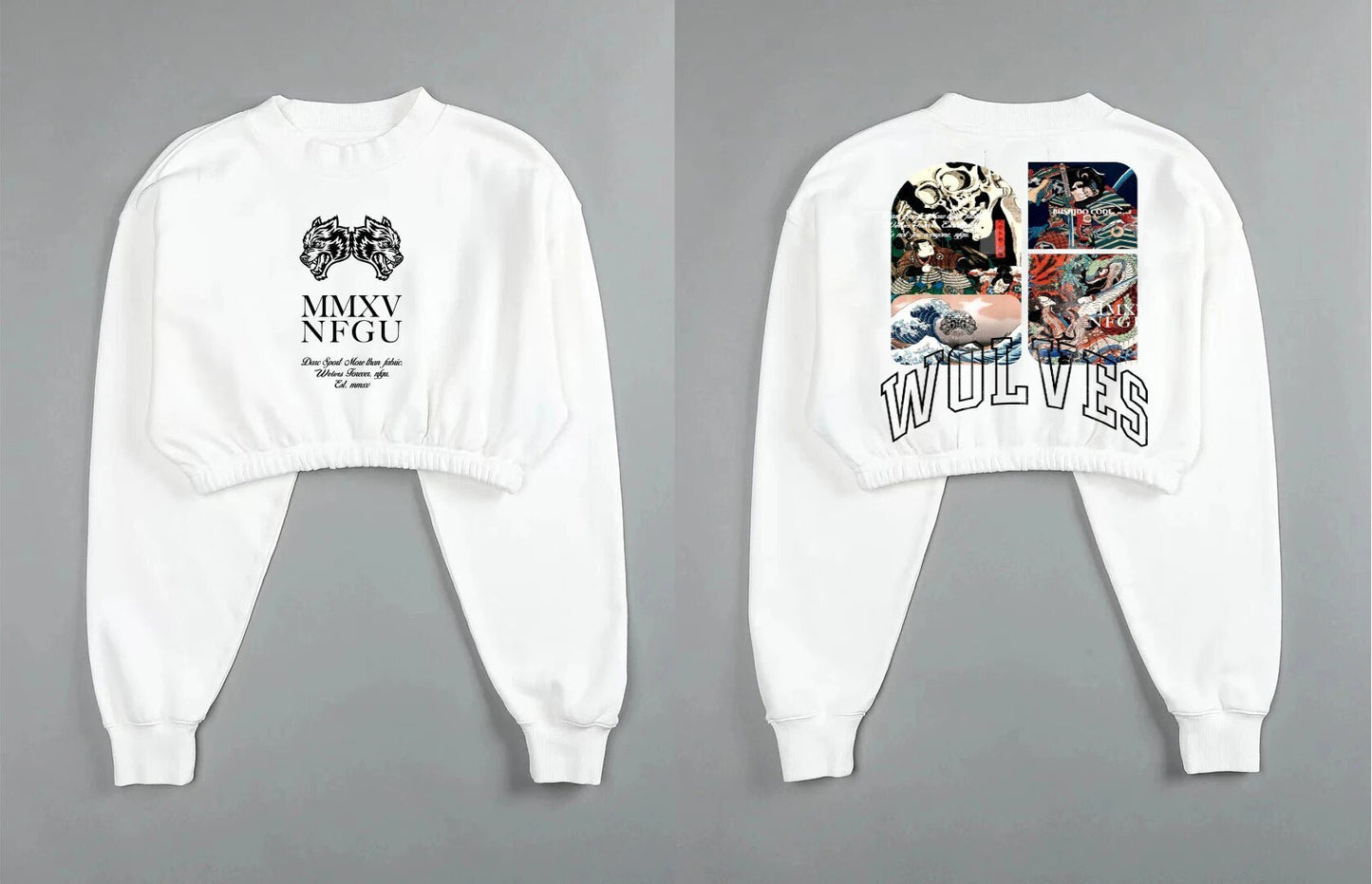 She Darc Wolves Crewneck Crop - Yallafit