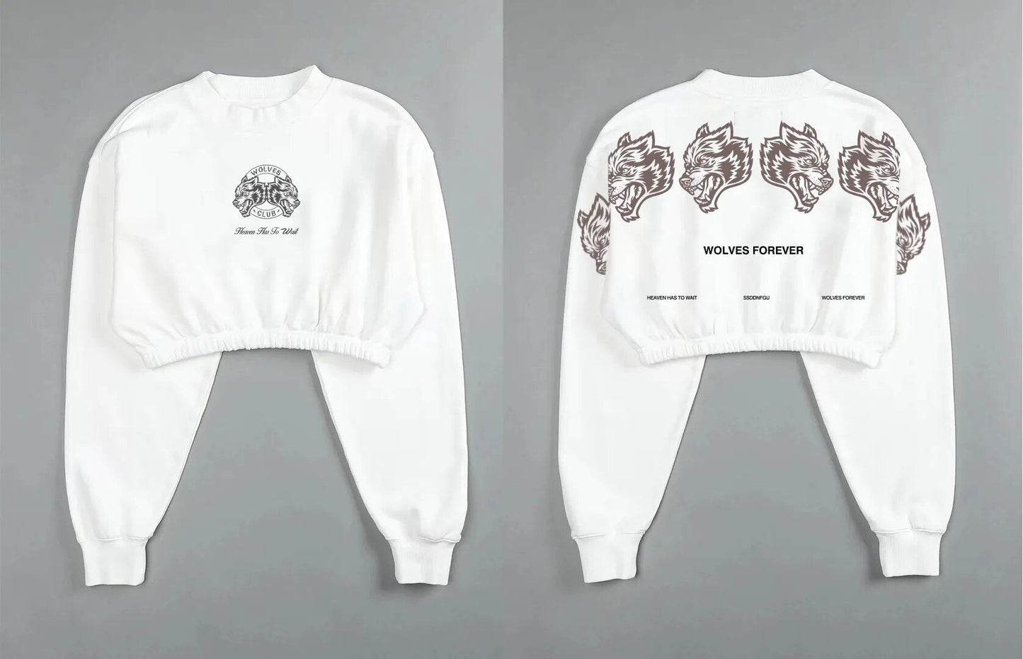 She Darc Wolves Crewneck Crop - Yallafit