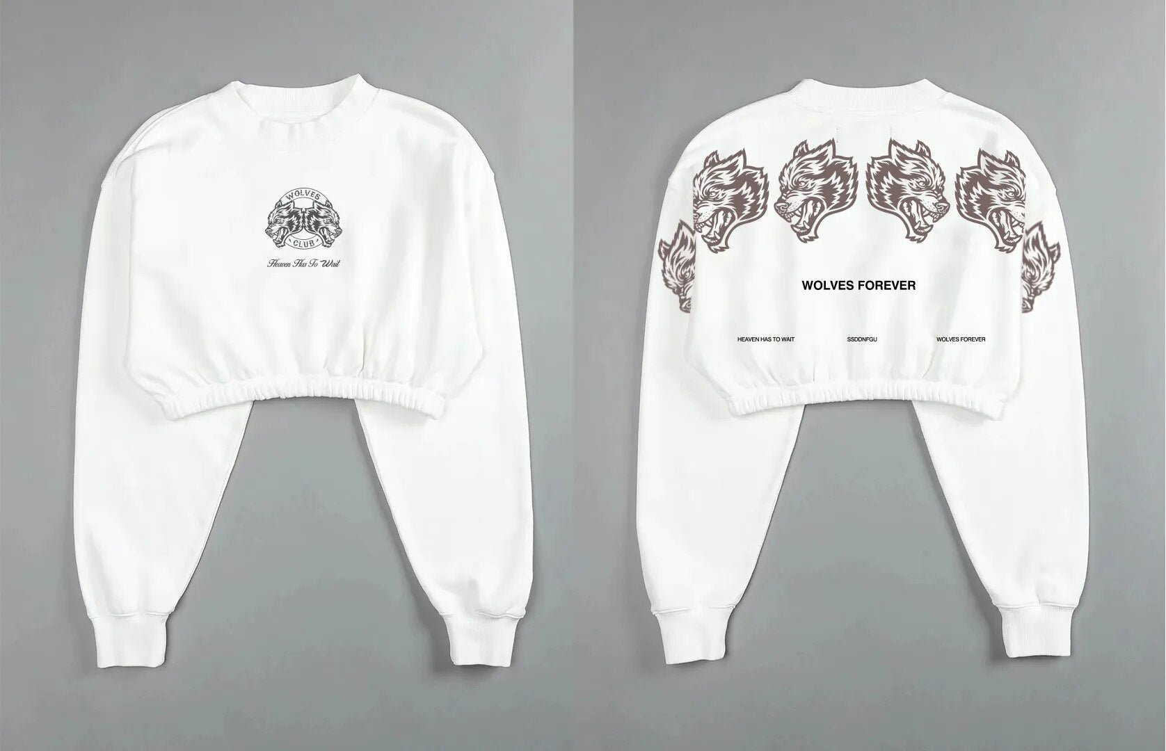 She Darc Wolves Crewneck Crop - Yallafit