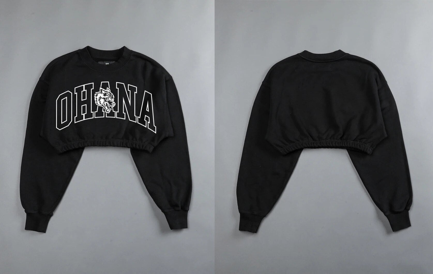 She Darc Wolves Crewneck Crop - Yallafit