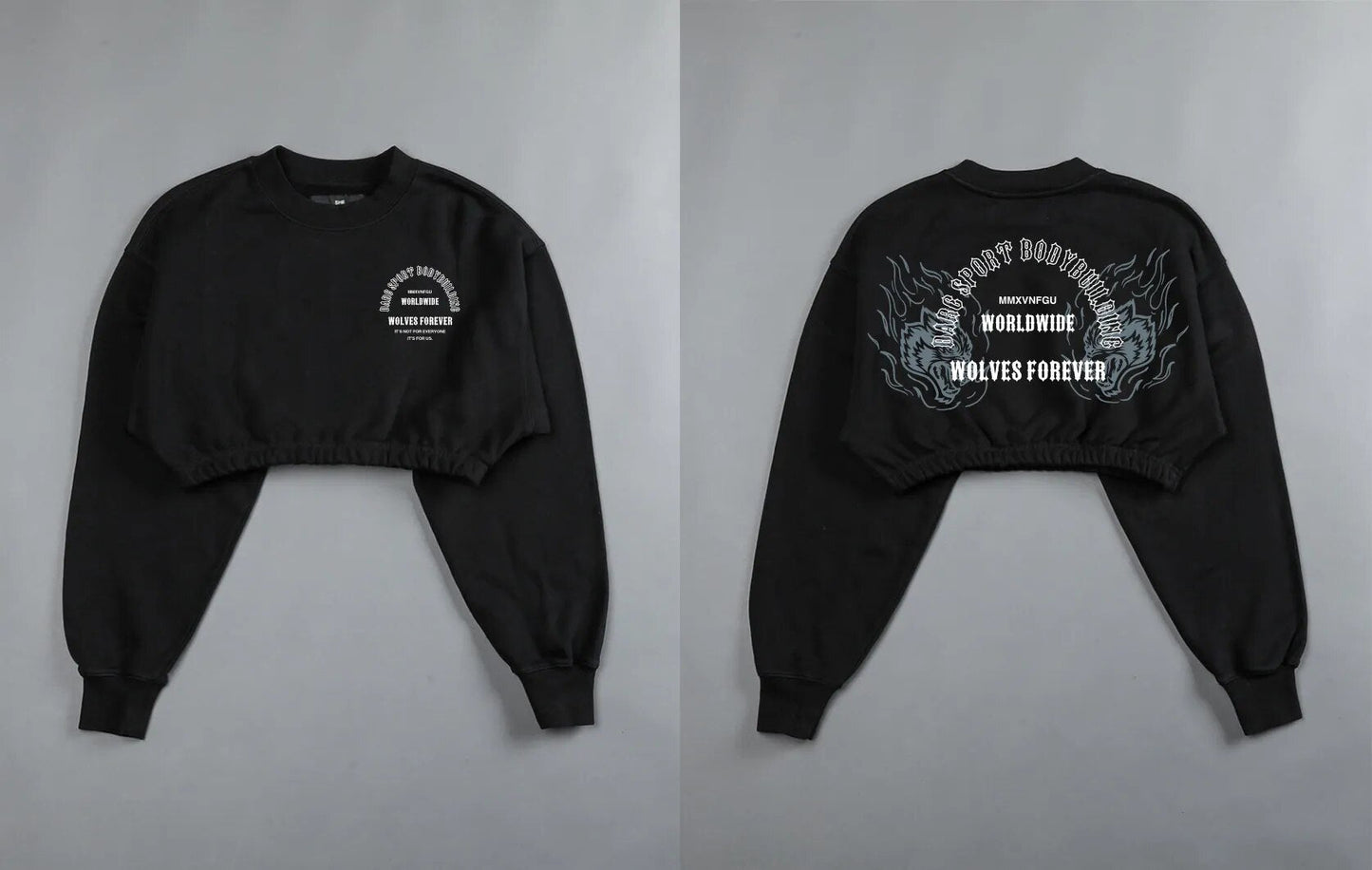 She Darc Wolves Crewneck Crop - Yallafit