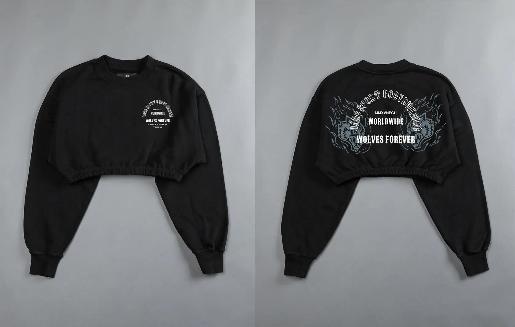 She Darc Wolves Crewneck Crop - Yallafit