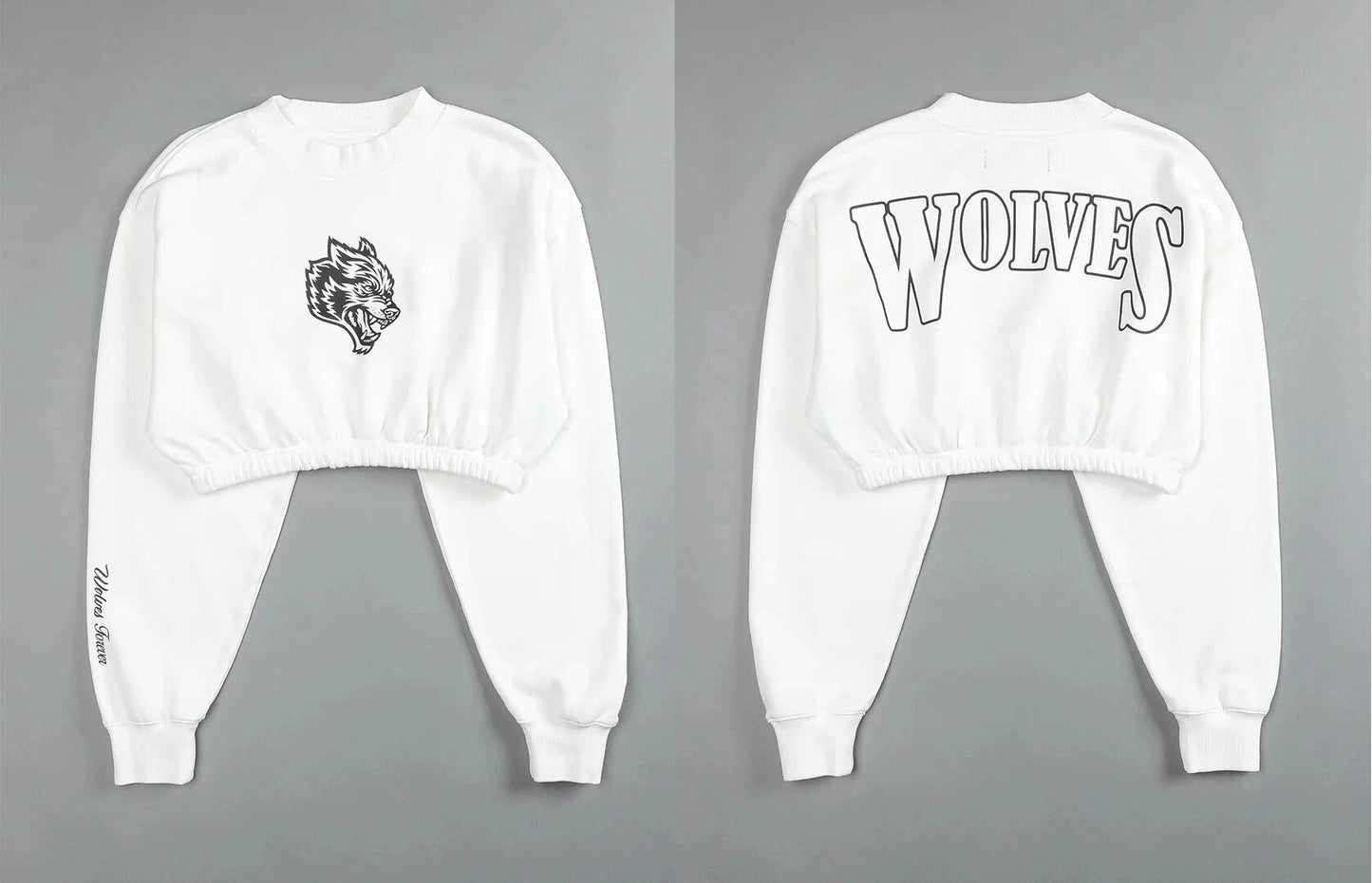 She Darc Wolves Crewneck Crop - Yallafit