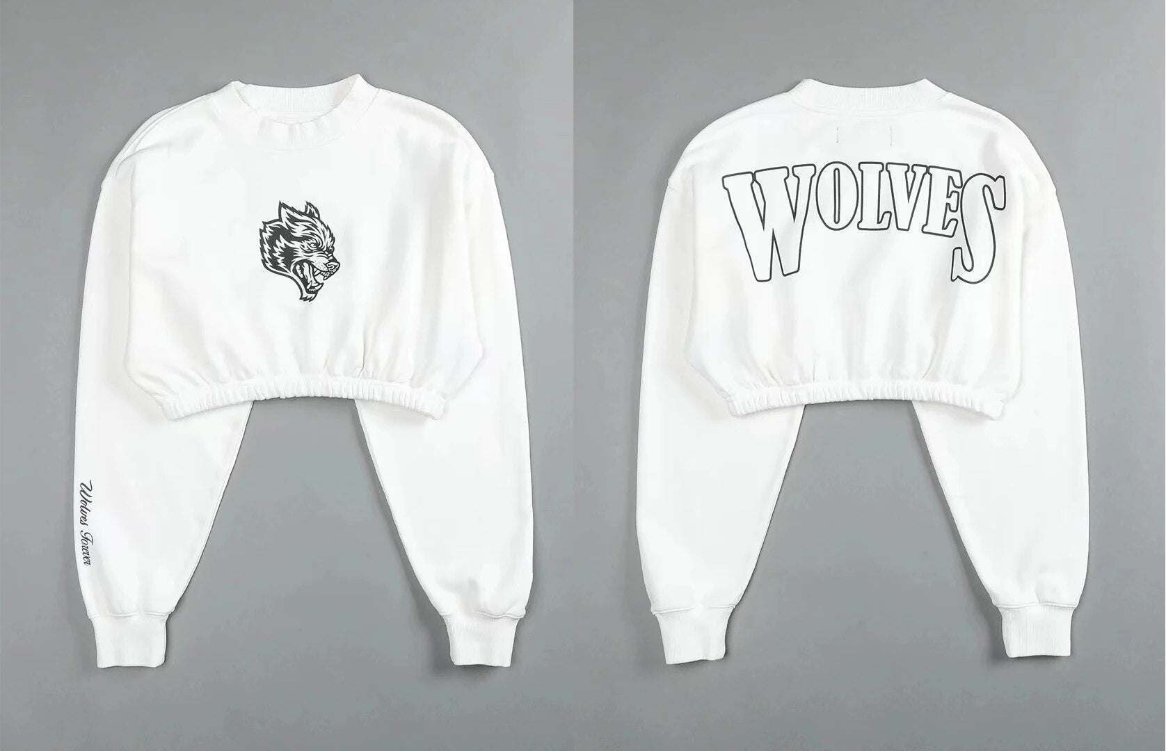She Darc Wolves Crewneck Crop - Yallafit