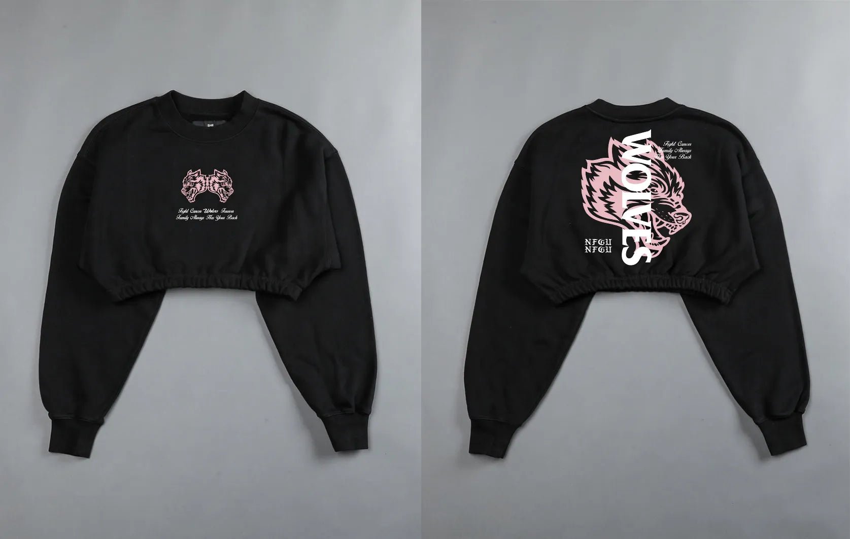 She Darc Wolves Crewneck Crop - Yallafit