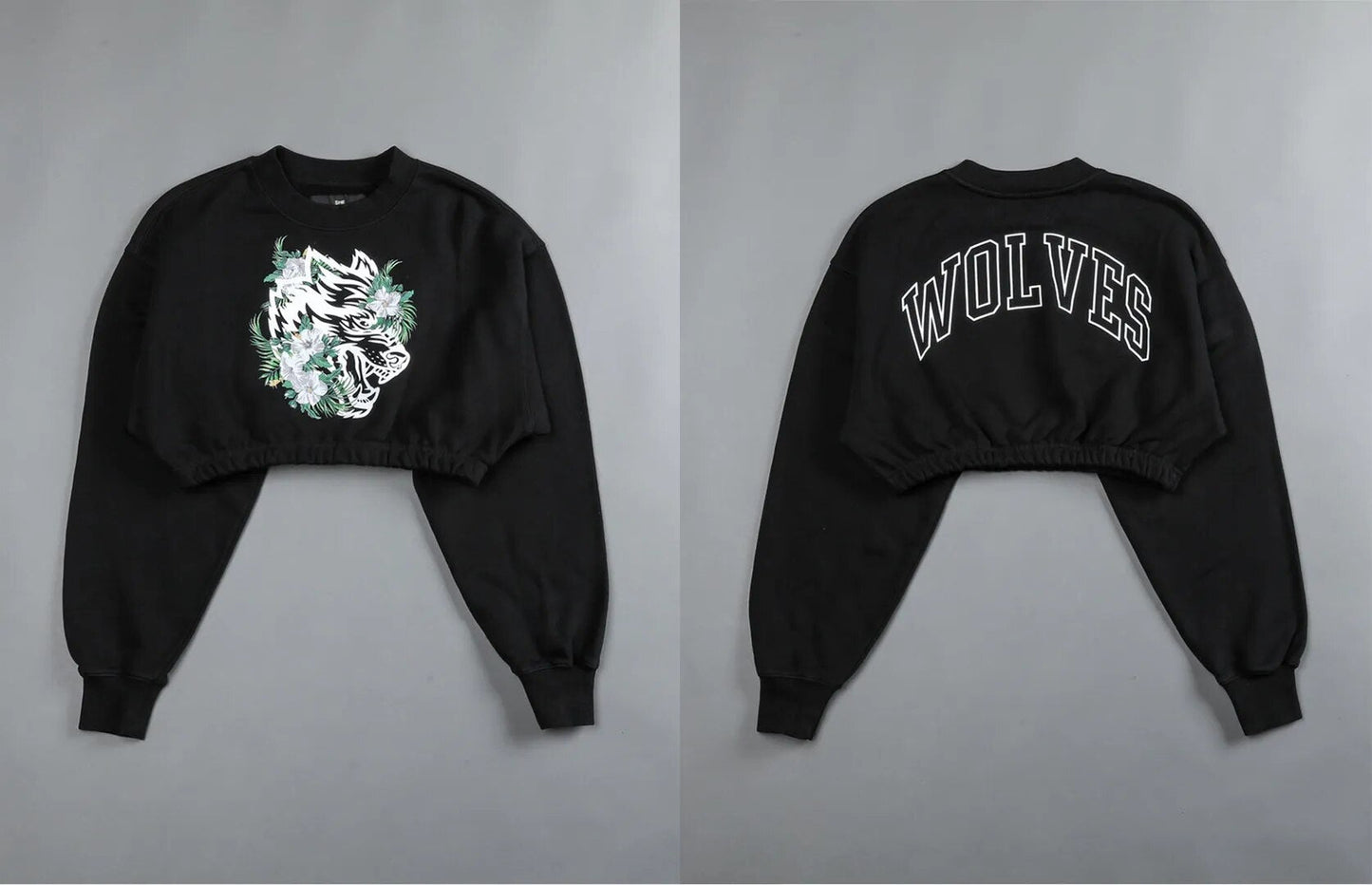 She Darc Wolves Crewneck Crop - Yallafit