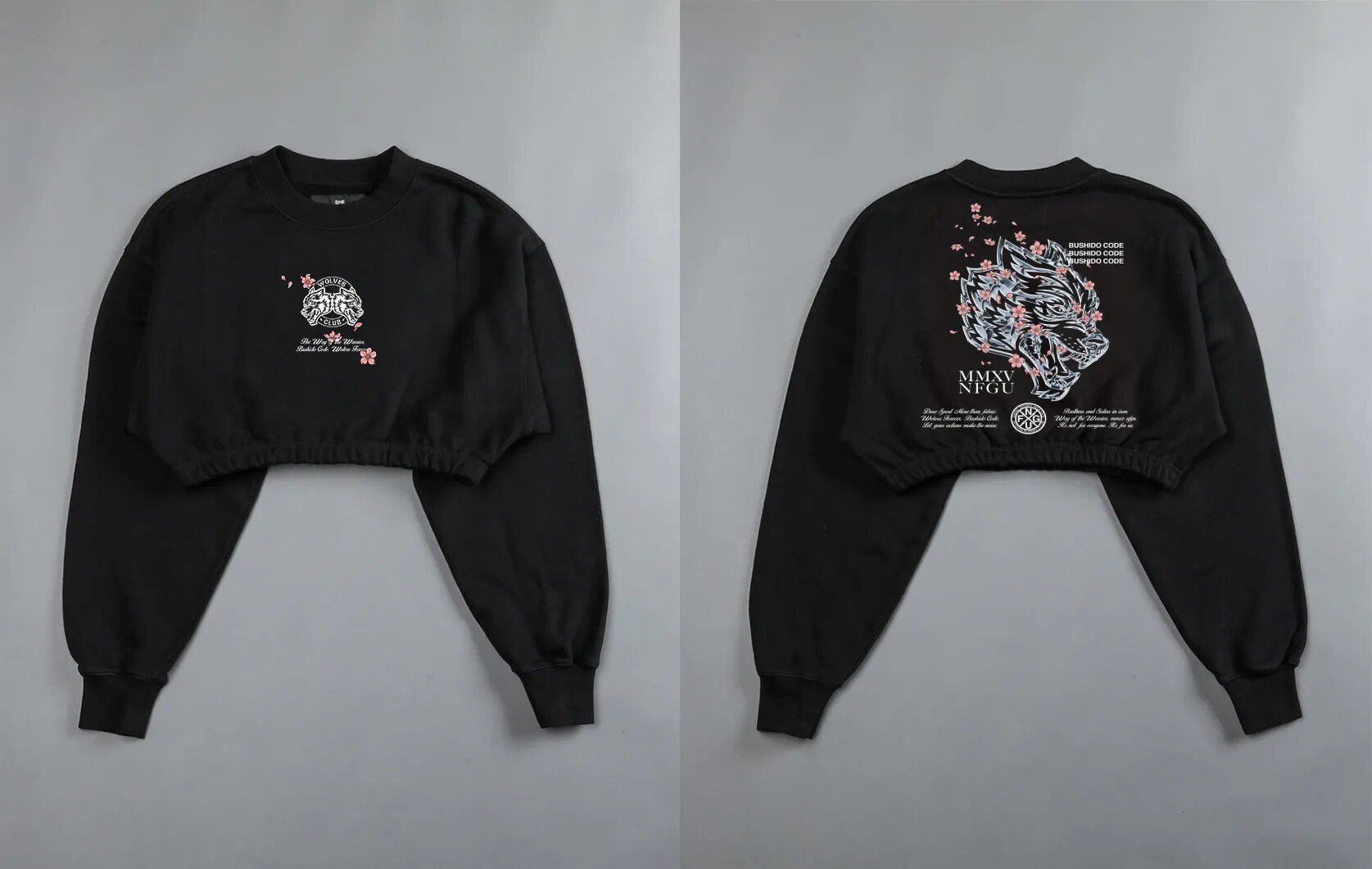 She Darc Wolves Crewneck Crop - Yallafit