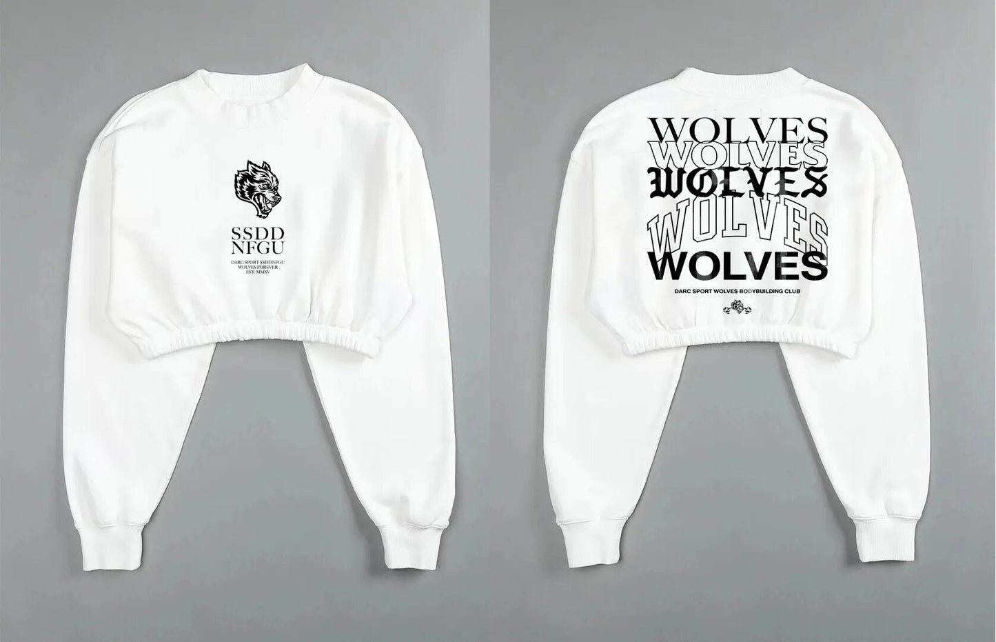 She Darc Wolves Crewneck Crop - Yallafit