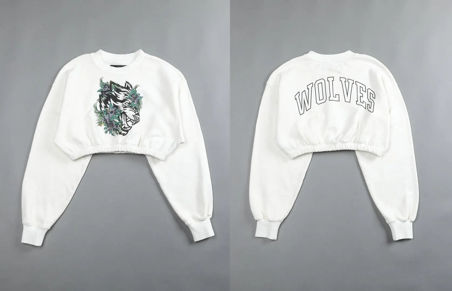 She Darc Wolves Crewneck Crop - Yallafit