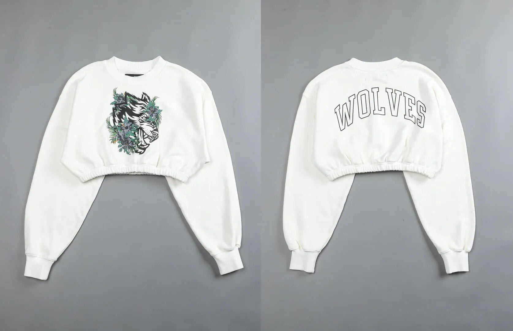 She Darc Wolves Crewneck Crop - Yallafit