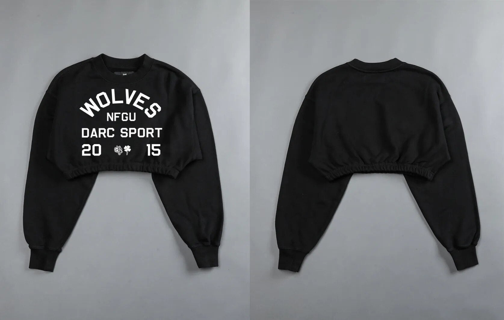 She Darc Wolves Crewneck Crop - Yallafit