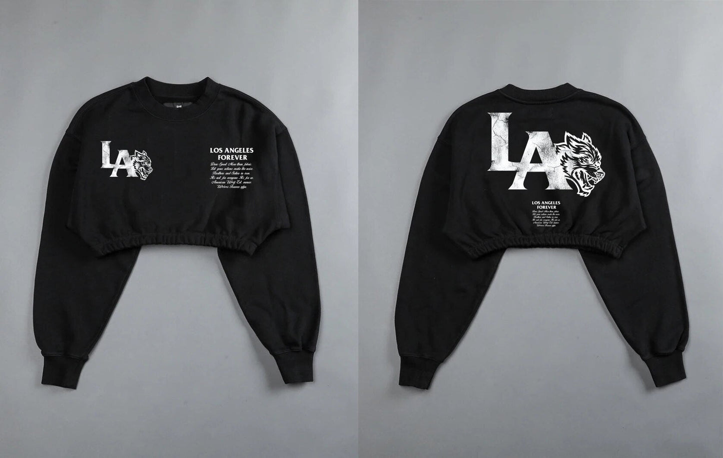 She Darc Wolves Crewneck Crop - Yallafit