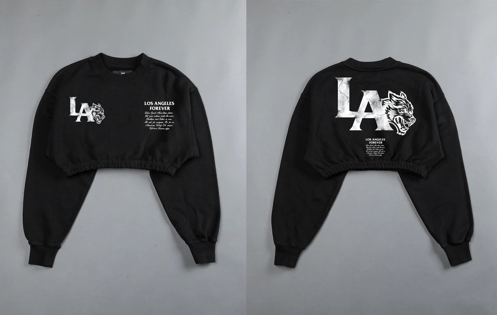 She Darc Wolves Crewneck Crop - Yallafit