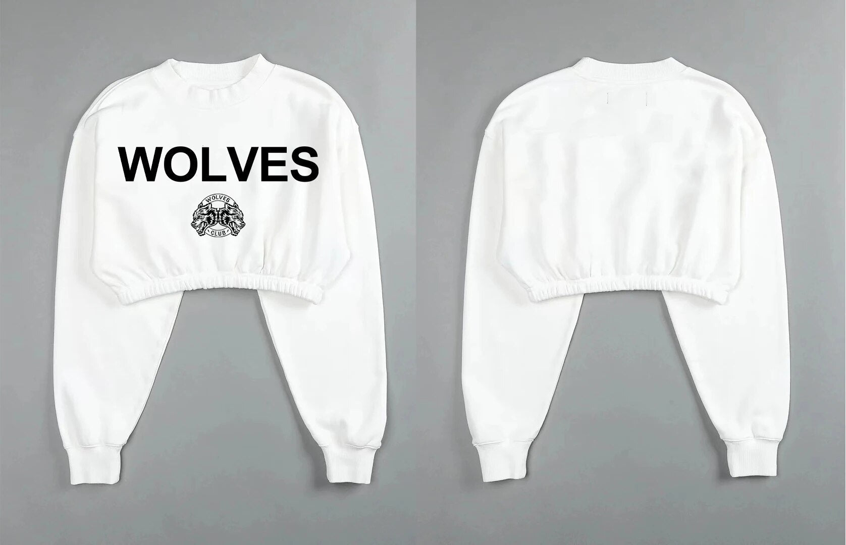 She Darc Wolves Crewneck Crop - Yallafit