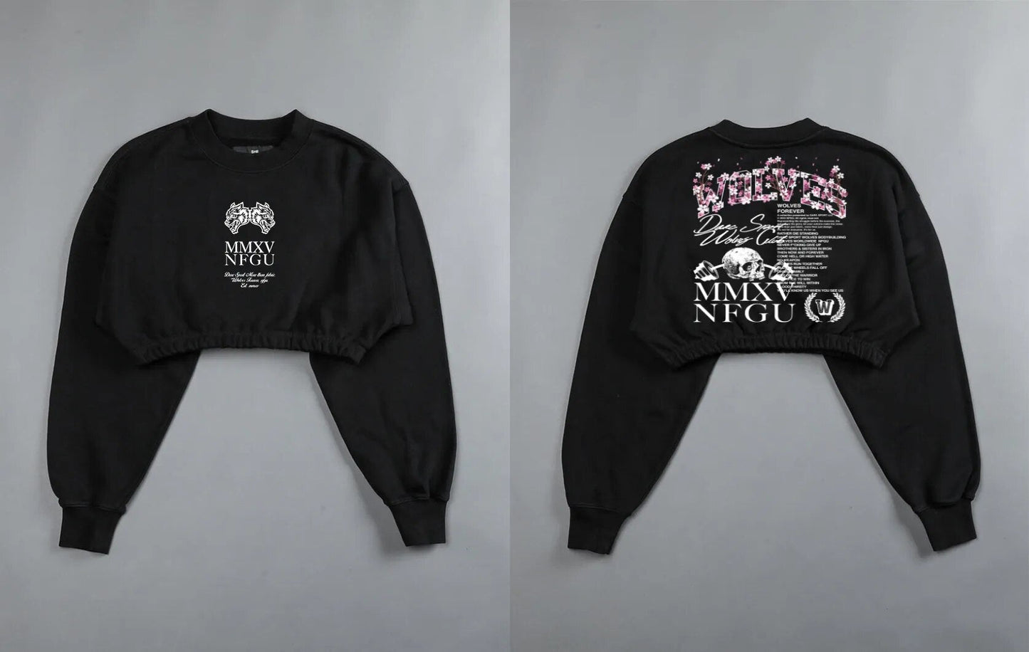 She Darc Wolves Crewneck Crop - Yallafit