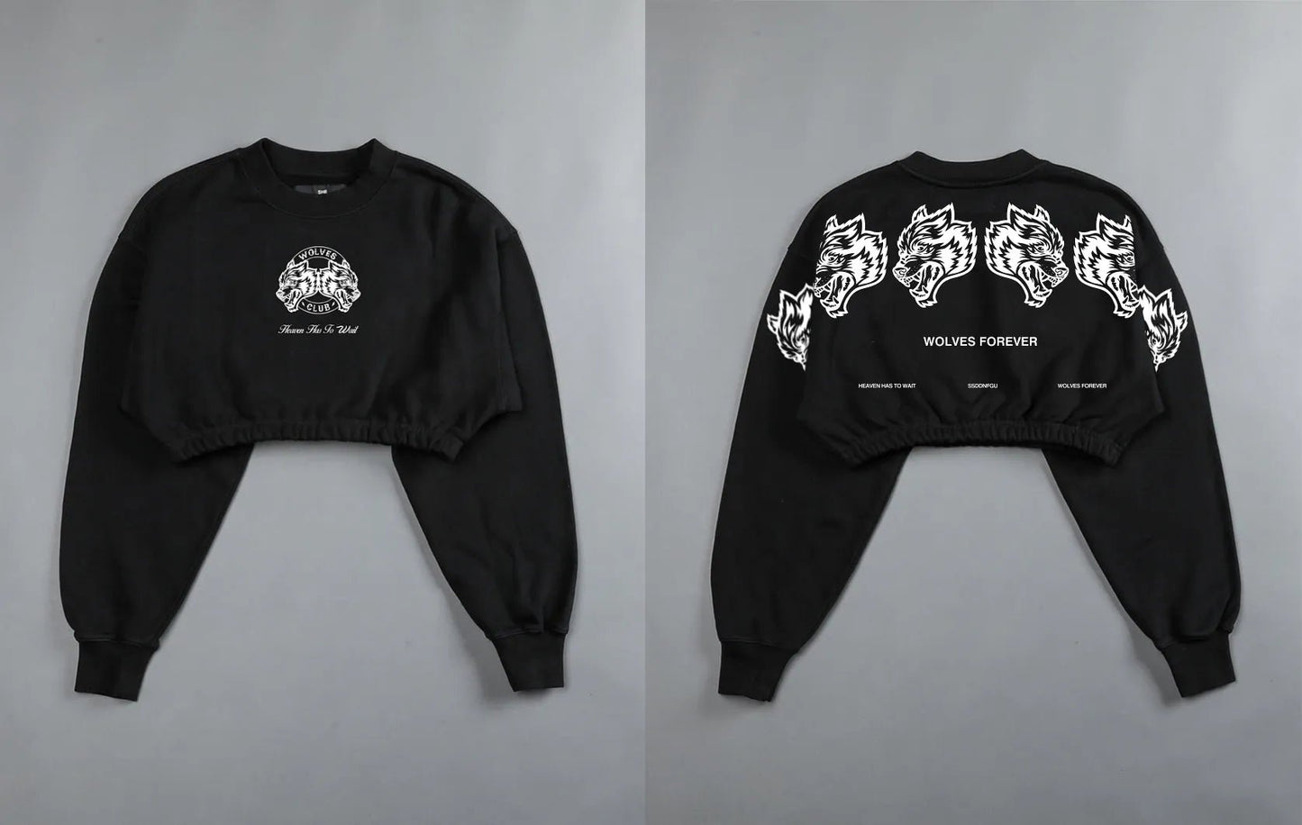 She Darc Wolves Crewneck Crop - Yallafit