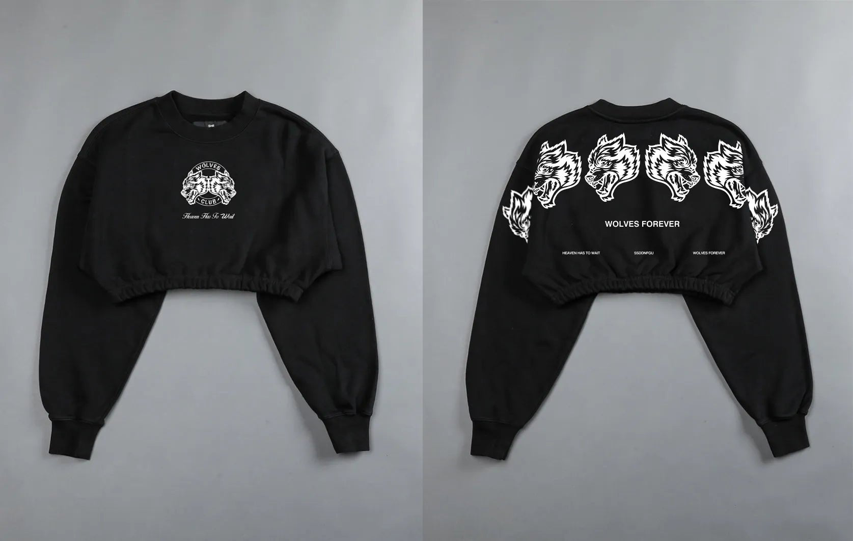 She Darc Wolves Crewneck Crop - Yallafit