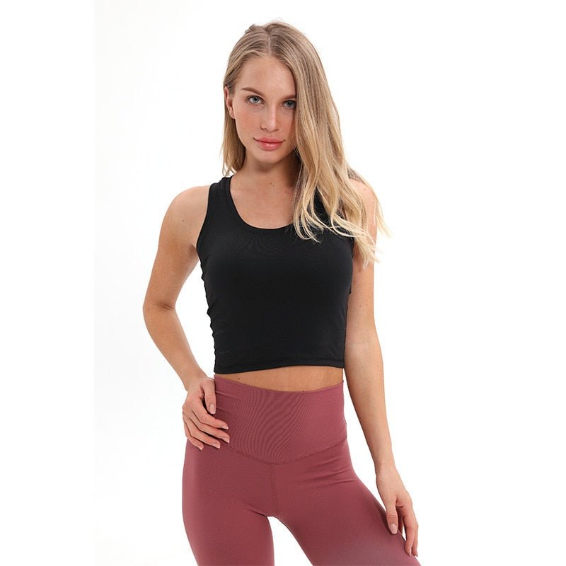 SHINBENE Flexible Racerback Sport Fitness Crop Tops Women Soft Nylon Running Yoga Gym Vest Plain Jogger Workout Tanks Tops - Yallafit 0