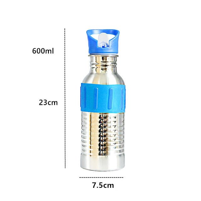Single Wall Portable Sports Straw Water Bottles Stainless Steel Metal Outdoor Reusable Gym Bottle - Yallafit 0