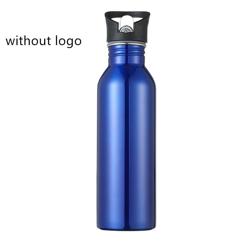 Single Wall Portable Sports Straw Water Bottles Stainless Steel Metal Outdoor Reusable Gym Bottle - Yallafit 0
