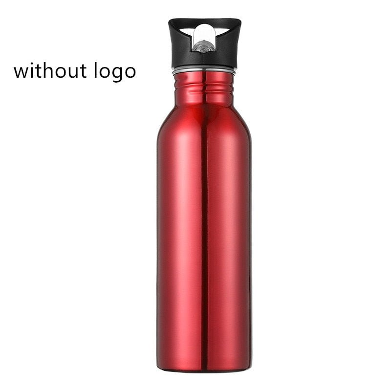 Single Wall Portable Sports Straw Water Bottles Stainless Steel Metal Outdoor Reusable Gym Bottle - Yallafit 0