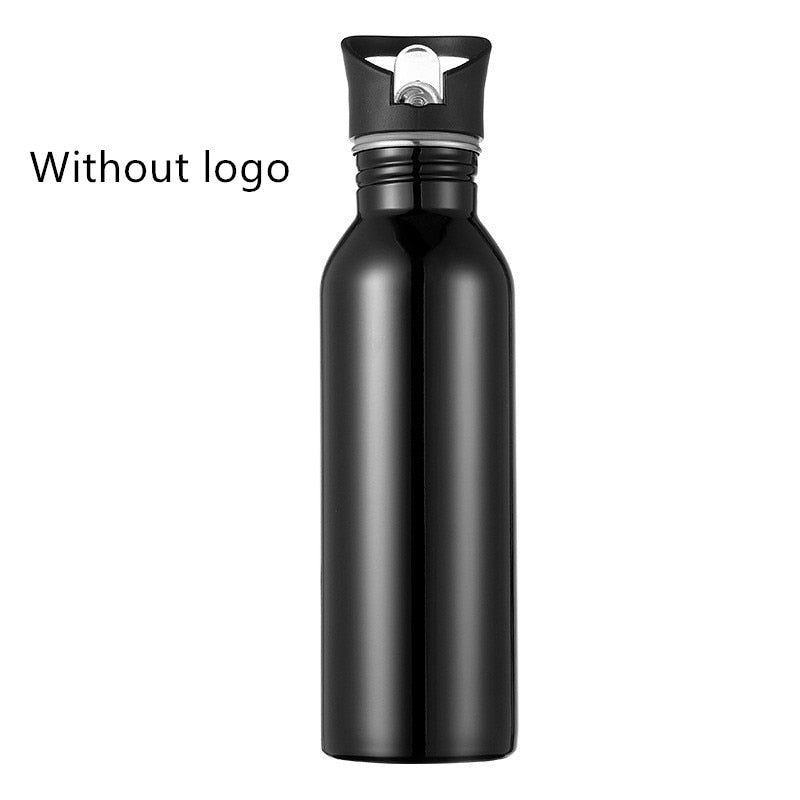 Single Wall Portable Sports Straw Water Bottles Stainless Steel Metal Outdoor Reusable Gym Bottle - Yallafit 0
