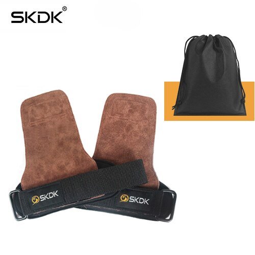 SKDK Grips Cowhide Weight Lifting Gloves Gym Fitness Grip Pads Wrist Wraps Support Crossfit Deadlifts Training Gloves - Yallafit 0