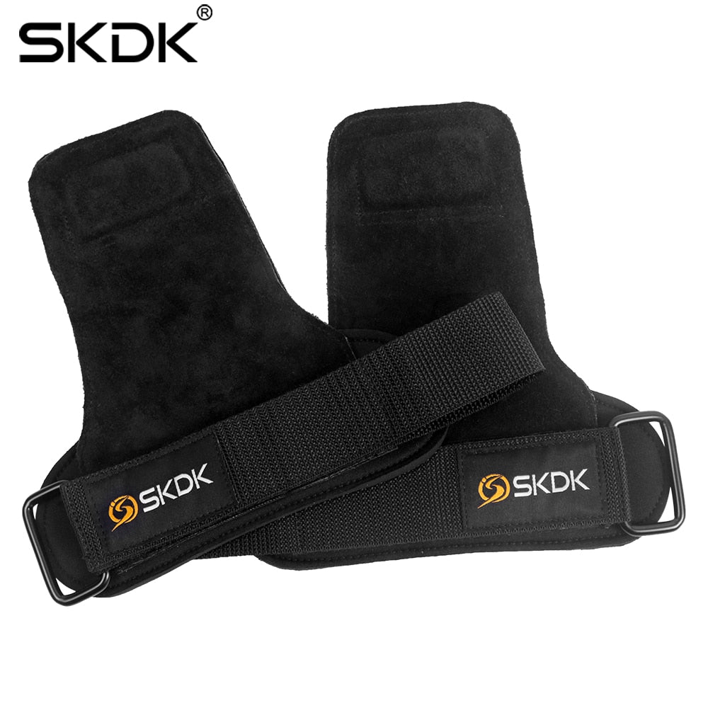 SKDK Grips Cowhide Weight Lifting Gloves Gym Fitness Grip Pads Wrist Wraps Support Crossfit Deadlifts Training Gloves - Yallafit 0