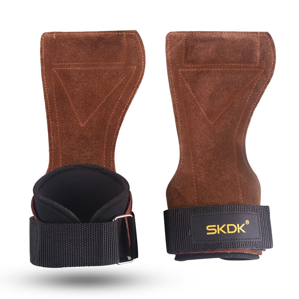 SKDK Grips Cowhide Weight Lifting Gloves Gym Fitness Grip Pads Wrist Wraps Support Crossfit Deadlifts Training Gloves - Yallafit 0