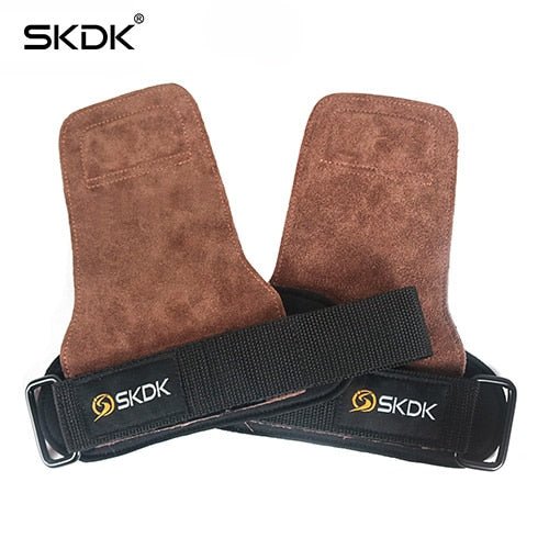 SKDK Grips Cowhide Weight Lifting Gloves Gym Fitness Grip Pads Wrist Wraps Support Crossfit Deadlifts Training Gloves - Yallafit 0