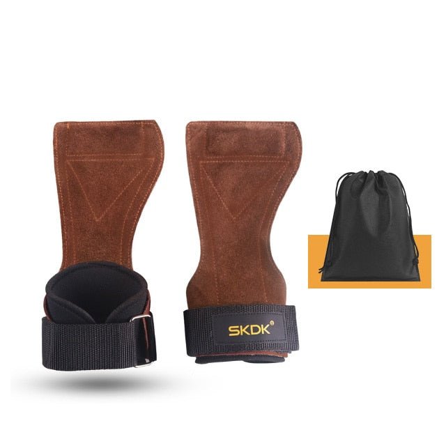 SKDK Grips Cowhide Weight Lifting Gloves Gym Fitness Grip Pads Wrist Wraps Support Crossfit Deadlifts Training Gloves - Yallafit 0