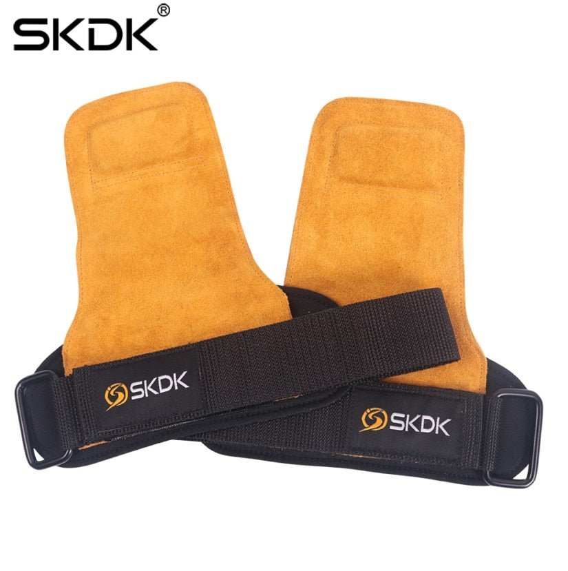 SKDK Grips Cowhide Weight Lifting Gloves Gym Fitness Grip Pads Wrist Wraps Support Crossfit Deadlifts Training Gloves - Yallafit 0