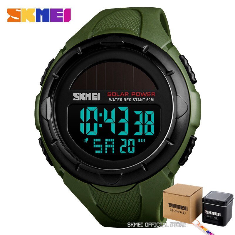 SKMEI Men Luminous Watches Sport Digital Mens Wristwatches Solar For Power Enviormentally Alarm Male Clock reloj hombre 1405 - Yallafit 0
