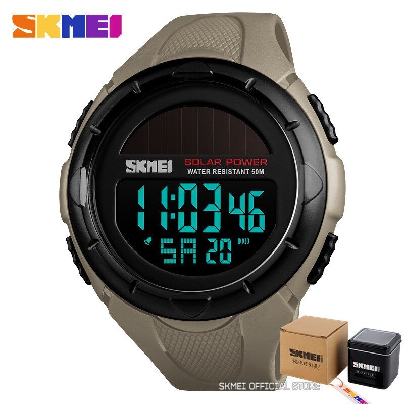 SKMEI Men Luminous Watches Sport Digital Mens Wristwatches Solar For Power Enviormentally Alarm Male Clock reloj hombre 1405 - Yallafit 0