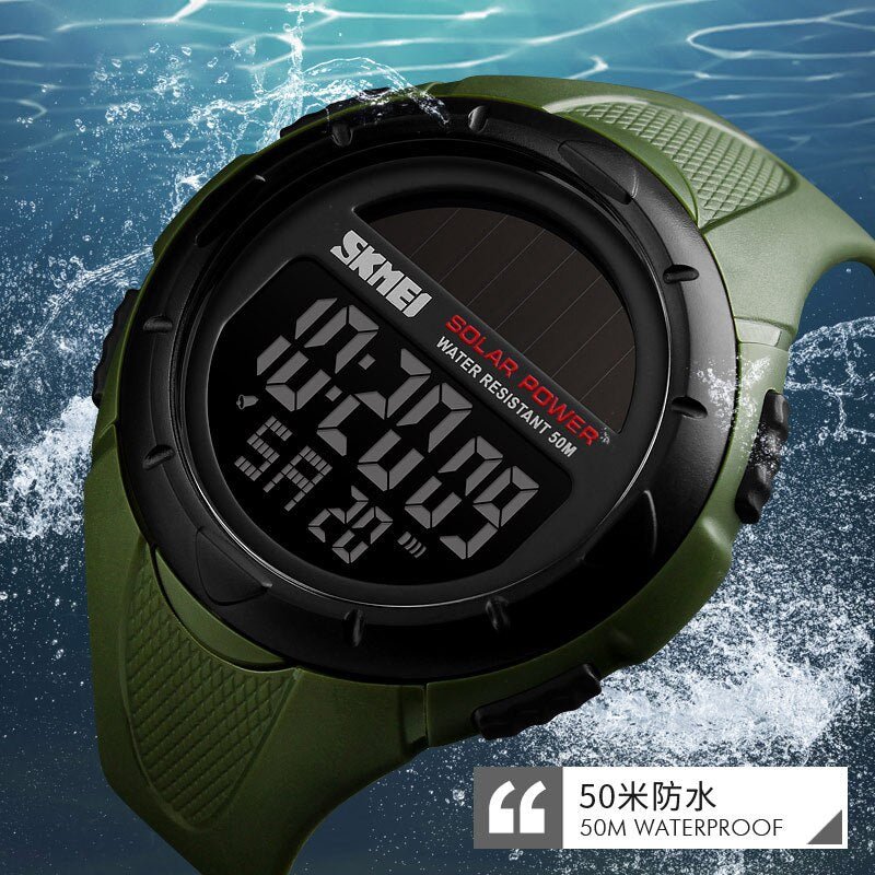SKMEI Men Luminous Watches Sport Digital Mens Wristwatches Solar For Power Enviormentally Alarm Male Clock reloj hombre 1405 - Yallafit 0