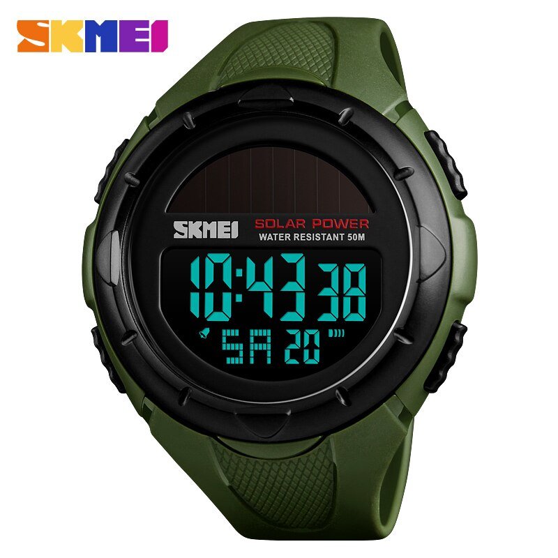 SKMEI Men Luminous Watches Sport Digital Mens Wristwatches Solar For Power Enviormentally Alarm Male Clock reloj hombre 1405 - Yallafit 0
