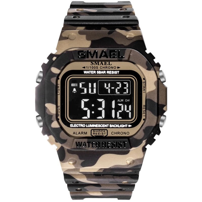 SMAEL Digital Watch Men Sports Watches LED Military Army Camouflage Wrist Watch For Boy Waterproof Top Brand Student Stopwatch - Yallafit 0