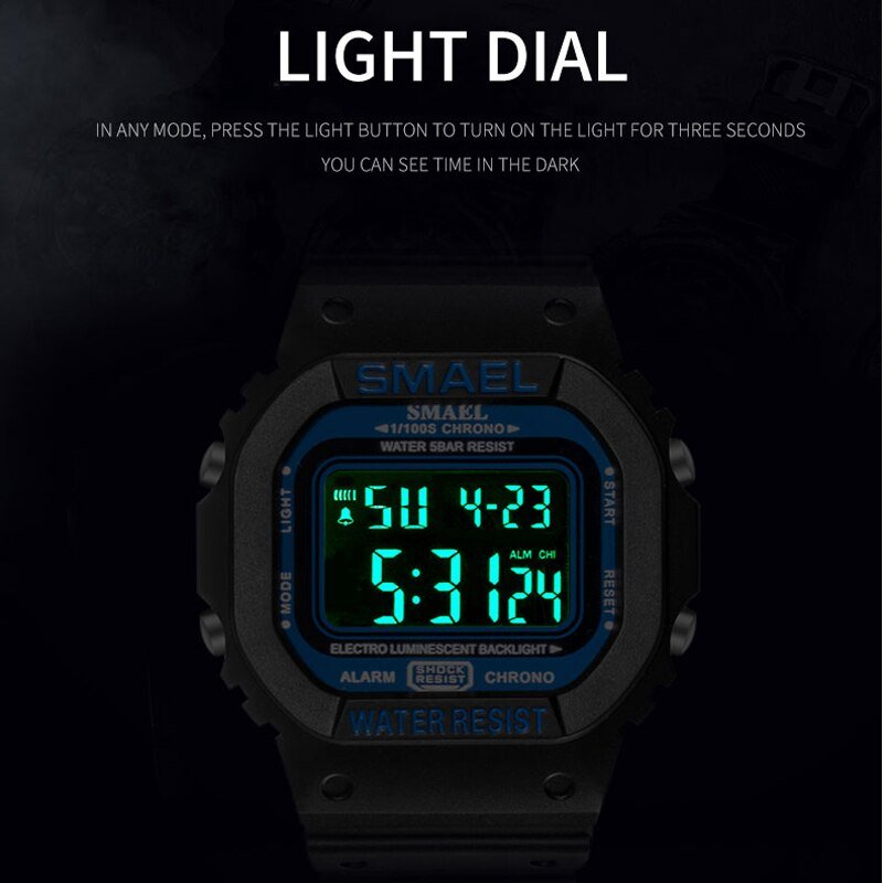 SMAEL Digital Watch Men Sports Watches LED Military Army Camouflage Wrist Watch For Boy Waterproof Top Brand Student Stopwatch - Yallafit 0