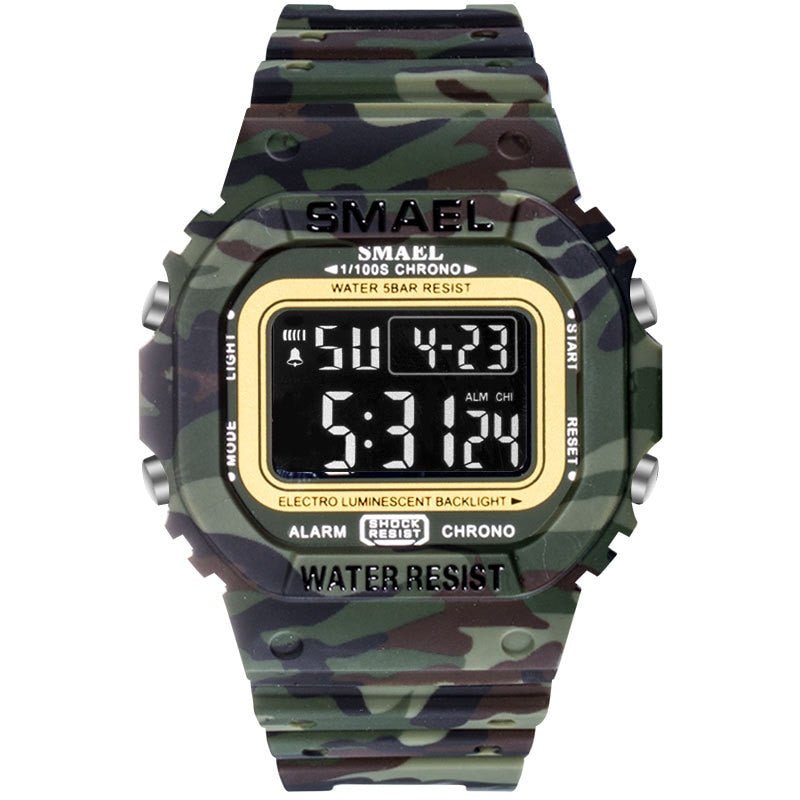 SMAEL Digital Watch Men Sports Watches LED Military Army Camouflage Wrist Watch For Boy Waterproof Top Brand Student Stopwatch - Yallafit 0