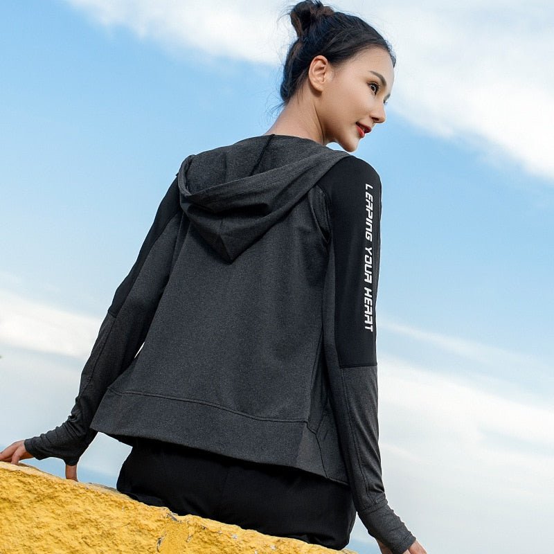 Sport Jacket Women Thumb Holes Hoodies Reflective Zipper Gym Hoodie Yoga Jacket Training Fitness Sport Coat Running Clothes - Yallafit 0