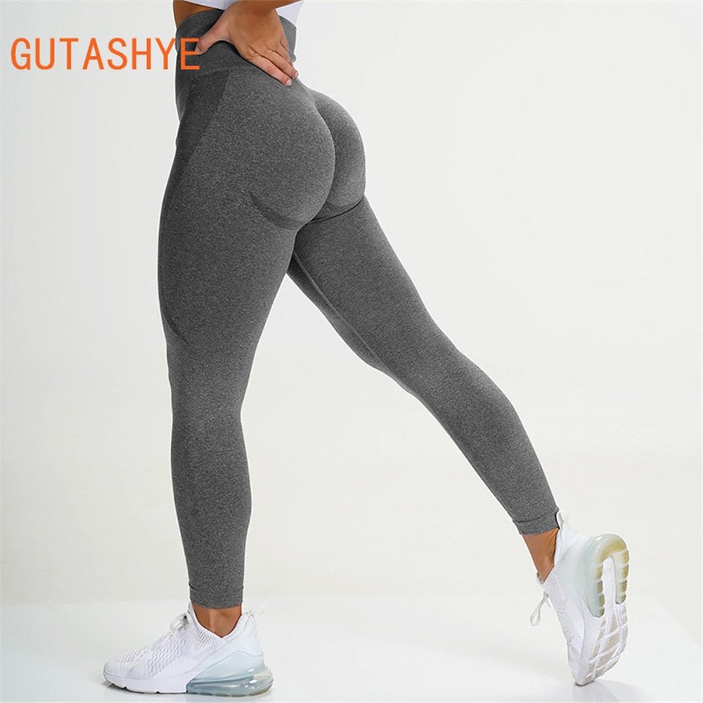 Sport Seamless Booty Leggings Women Pink Elastic High Waist Tummy Control Gym Fitness Legging Tight Yoga Pant Booties Legging - Yallafit