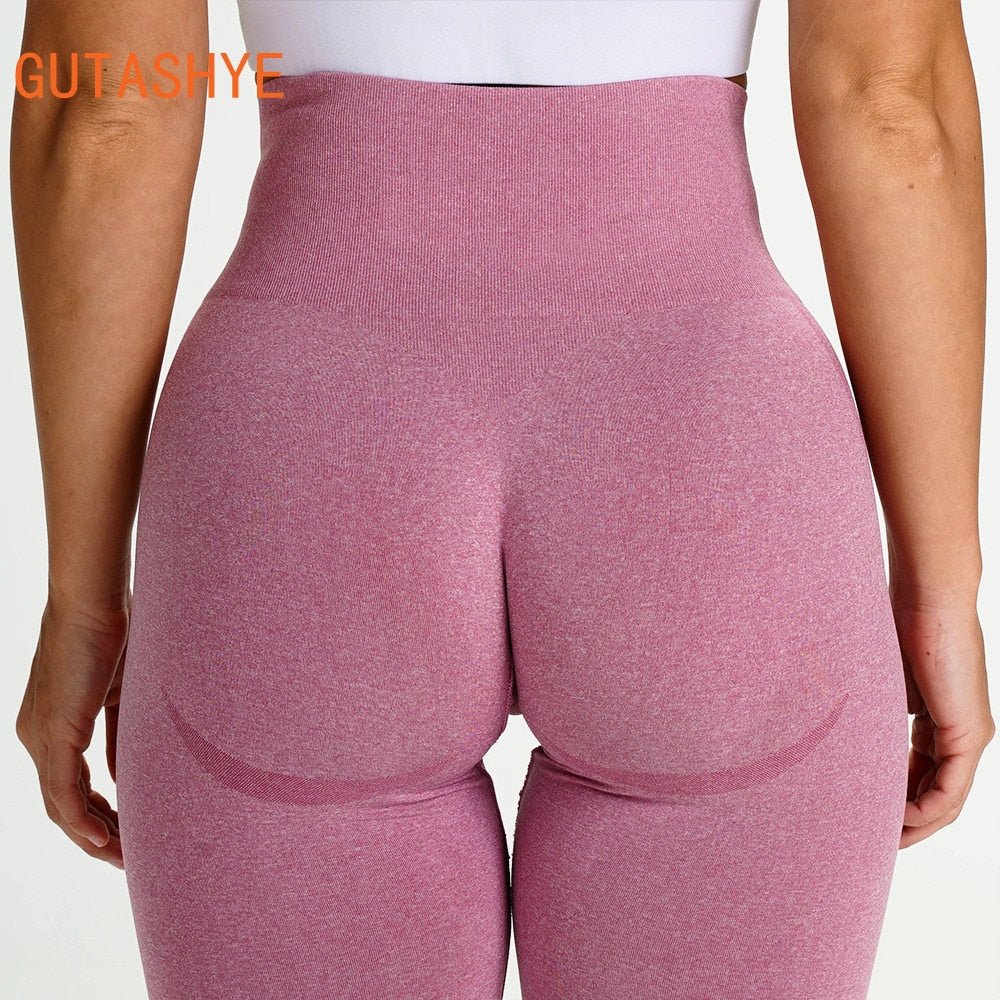Sport Seamless Booty Leggings Women Pink Elastic High Waist Tummy Control Gym Fitness Legging Tight Yoga Pant Booties Legging - Yallafit