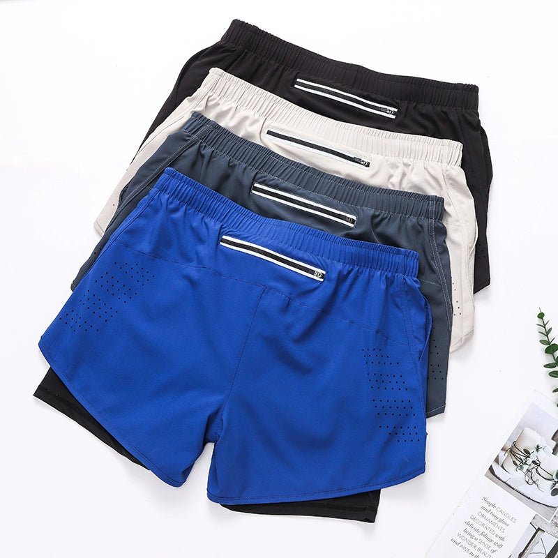 Spring and Summer Men's Breathable Quick-Dry Black Sports Shorts - Yallafit