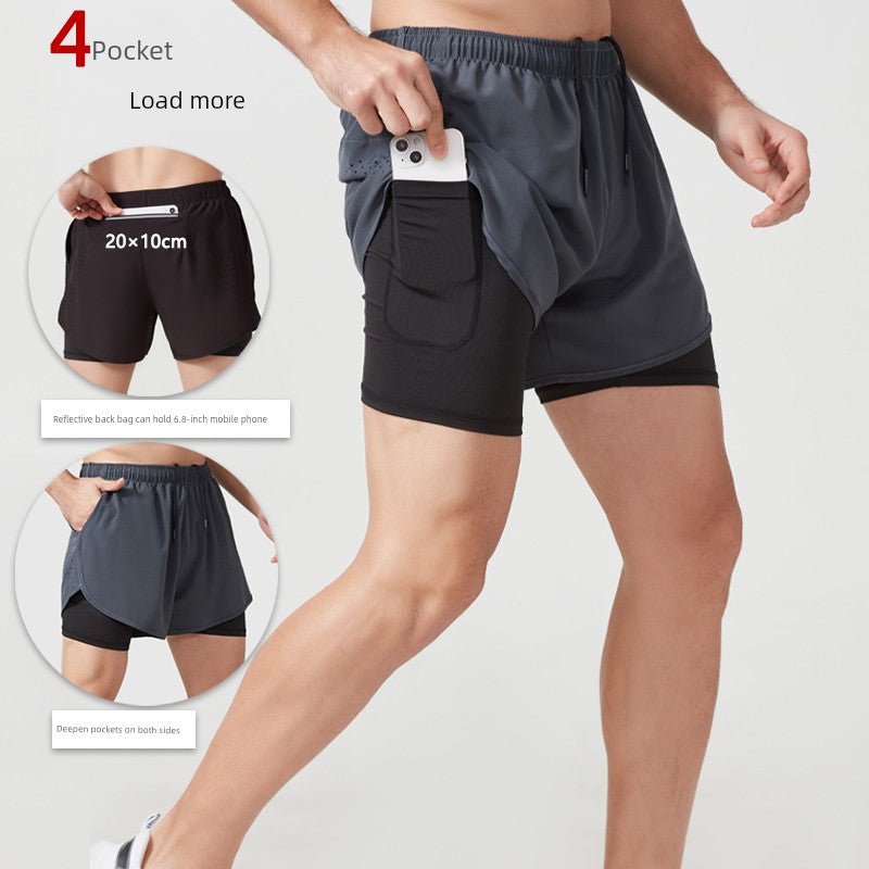 Spring and Summer Men's Breathable Quick-Dry Black Sports Shorts - Yallafit