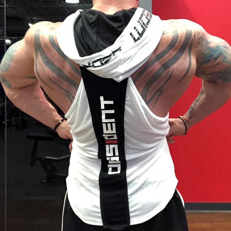 Summer Bodybuilding Tank Top with hooded Mens Gyms Clothing Fitness Mens Sleeveless Vests Cotton Singlets Muscle Sports vest - Yallafit 0