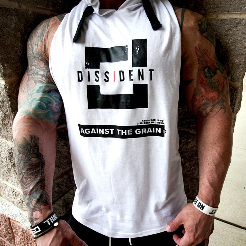 Summer Bodybuilding Tank Top with hooded Mens Gyms Clothing Fitness Mens Sleeveless Vests Cotton Singlets Muscle Sports vest - Yallafit 0