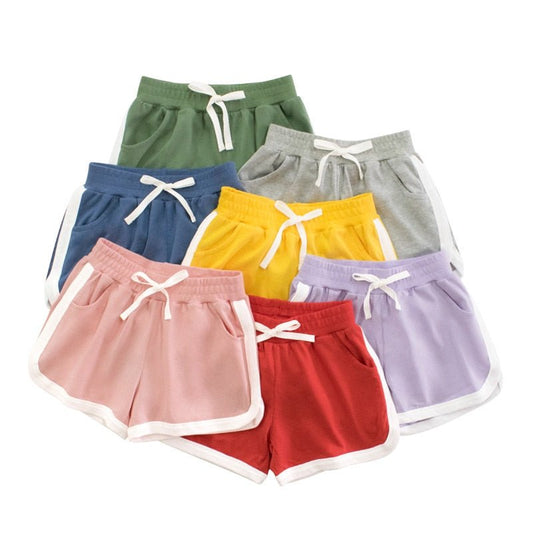 Summer Boys Girls Shorts Fashion Stretch Candy Color Kids Sports Short Mid Waist Casual Beach Short Children's Clothing 2-9 Year - Yallafit