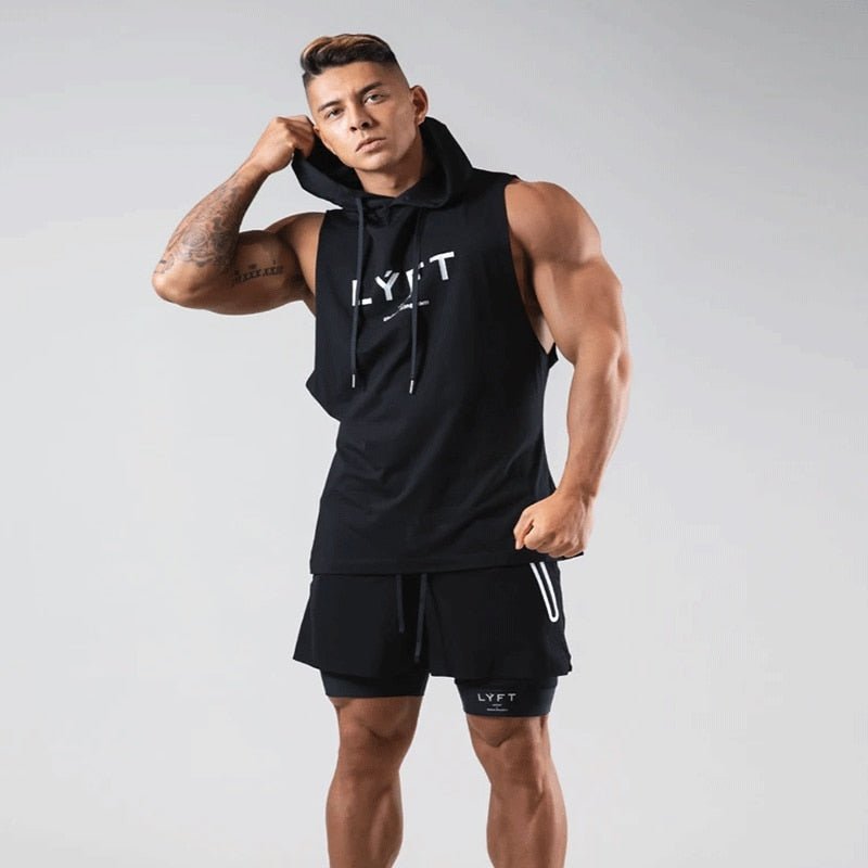 Summer Sleeveless Hoodie Gym Men's Vest Sports Bodybuilding Fitness Navy Blue Sports Vest Basketball Fashion Slim Casual Tops - Yallafit 0